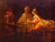 REMBRANDT Harmenszoon van Rijn Ahasuerus and Haman at the Feast of Esther oil